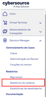 Relatórios do sistema botão
