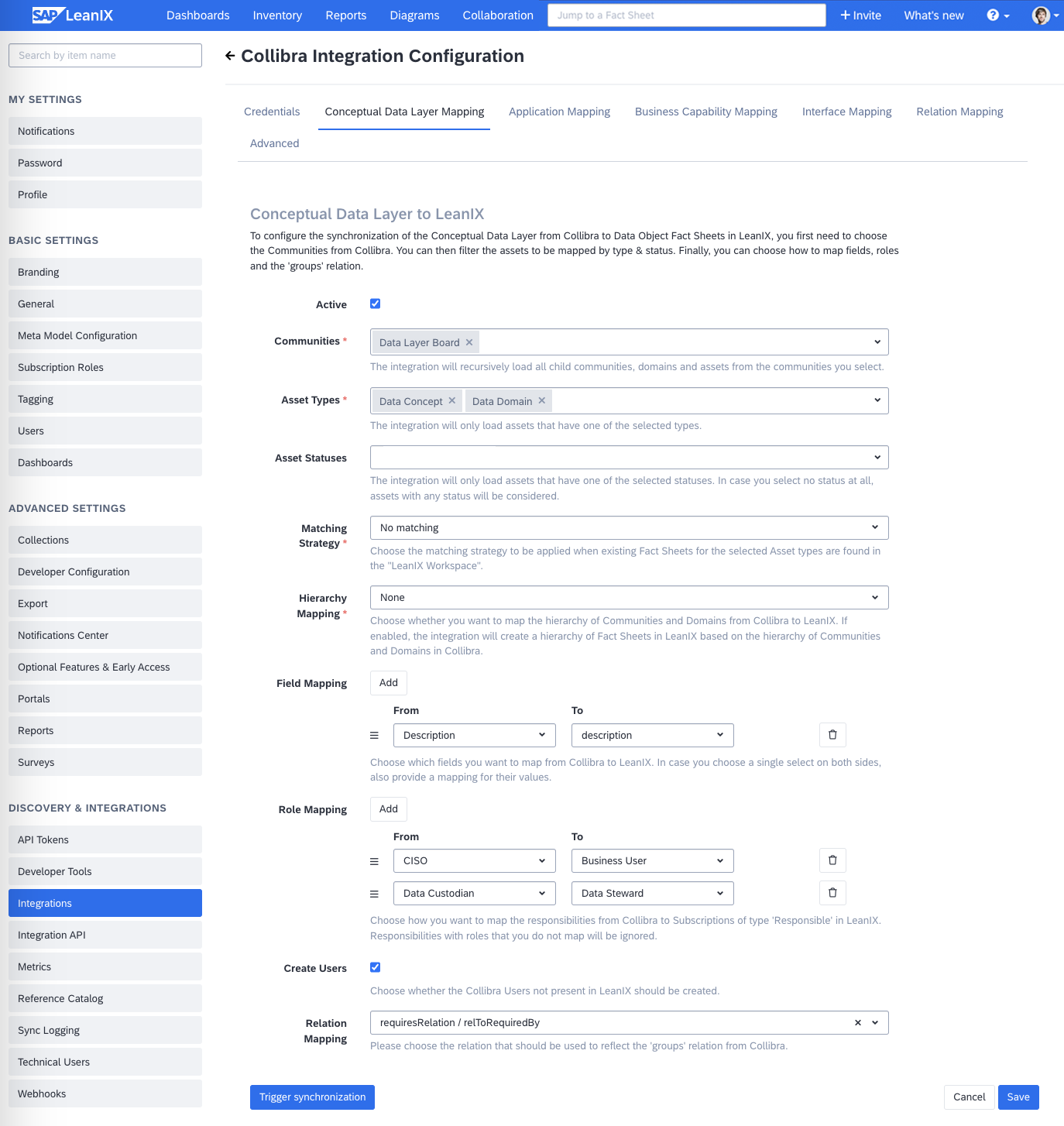 Configuring Conceptual Data Layer Mapping