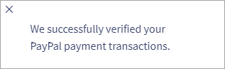 Screenshot of PayPal payment verification success