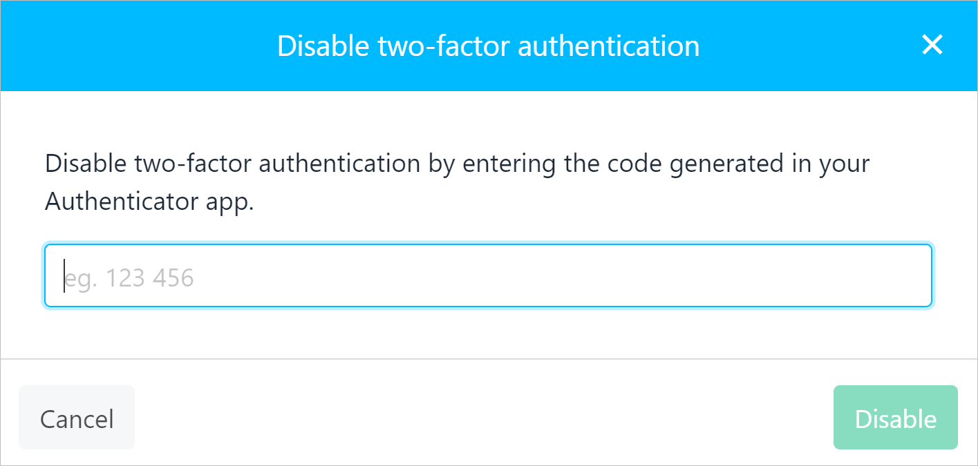 Disabling two-factor authentication