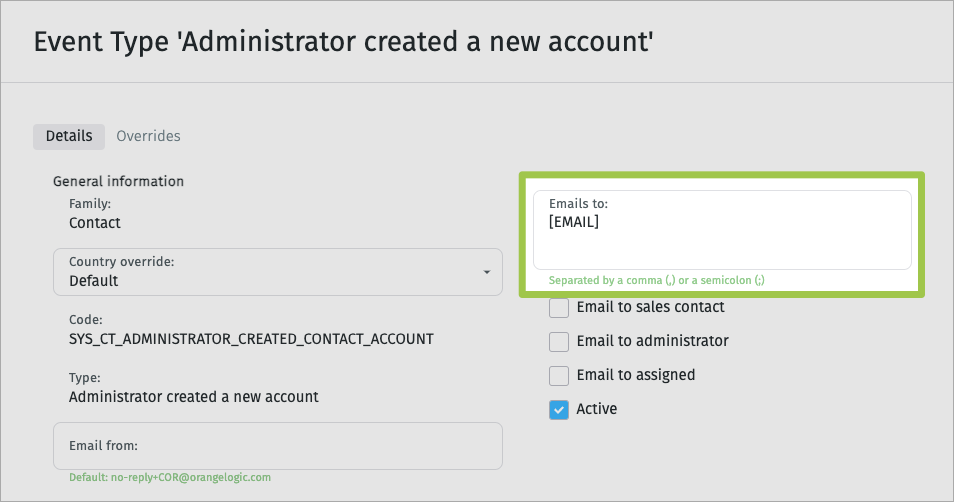 "Administrator Created a New Account" Event Type