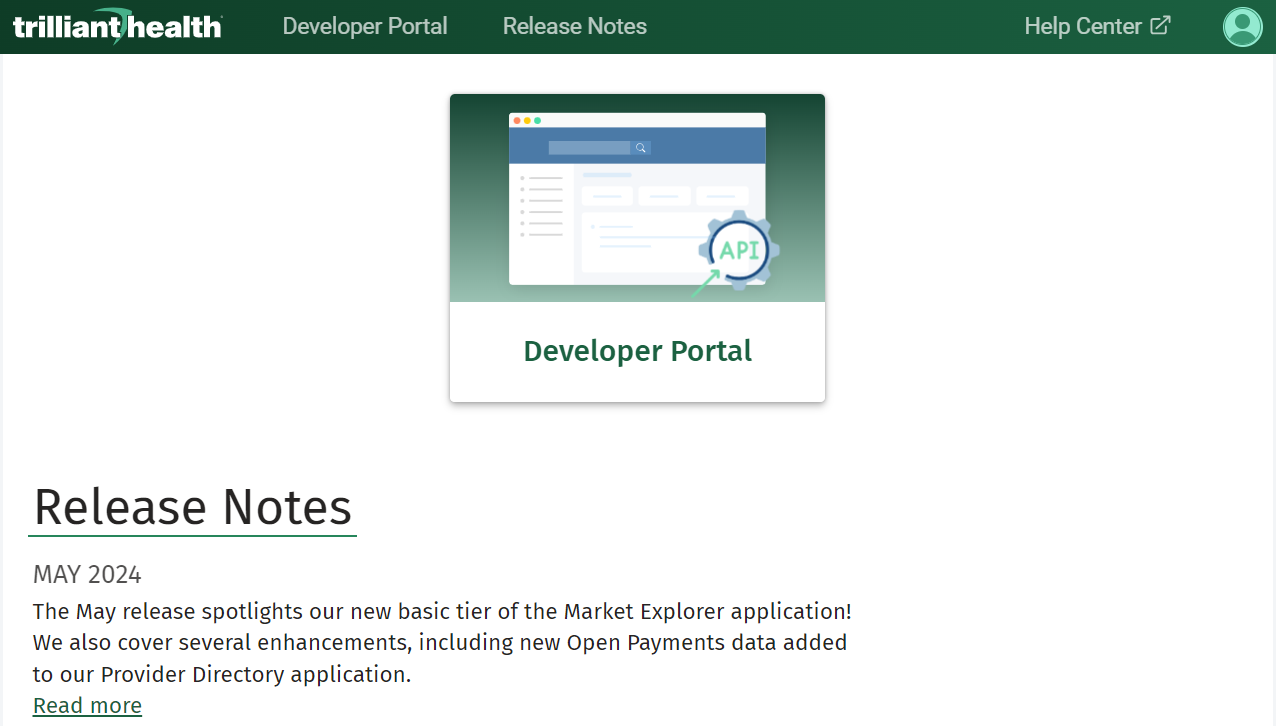 Developer Portal tile in the Home App
