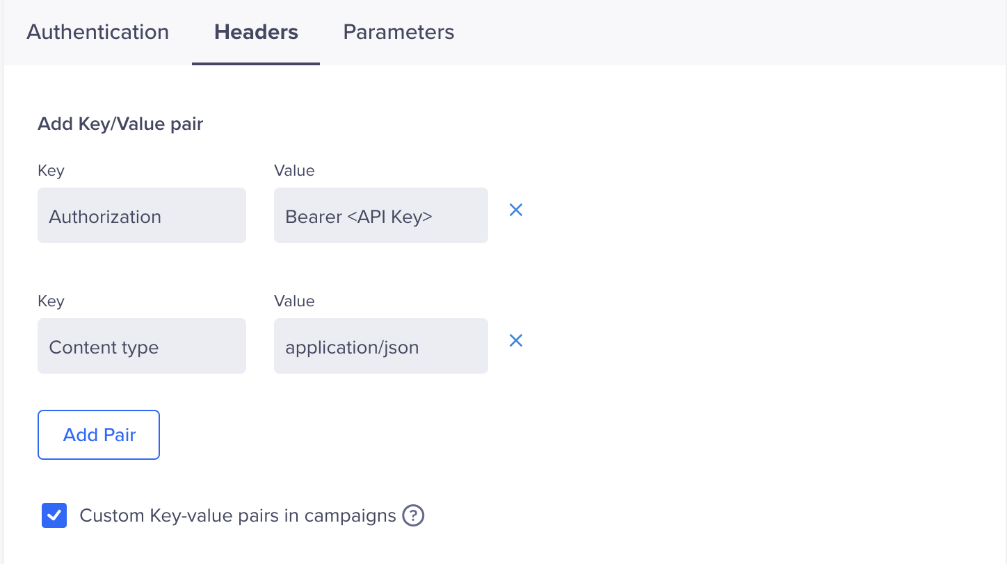 The Headers section in the Provider Configuration page for SMS