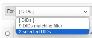 Screenshot of the screen with selection of the the DIDs