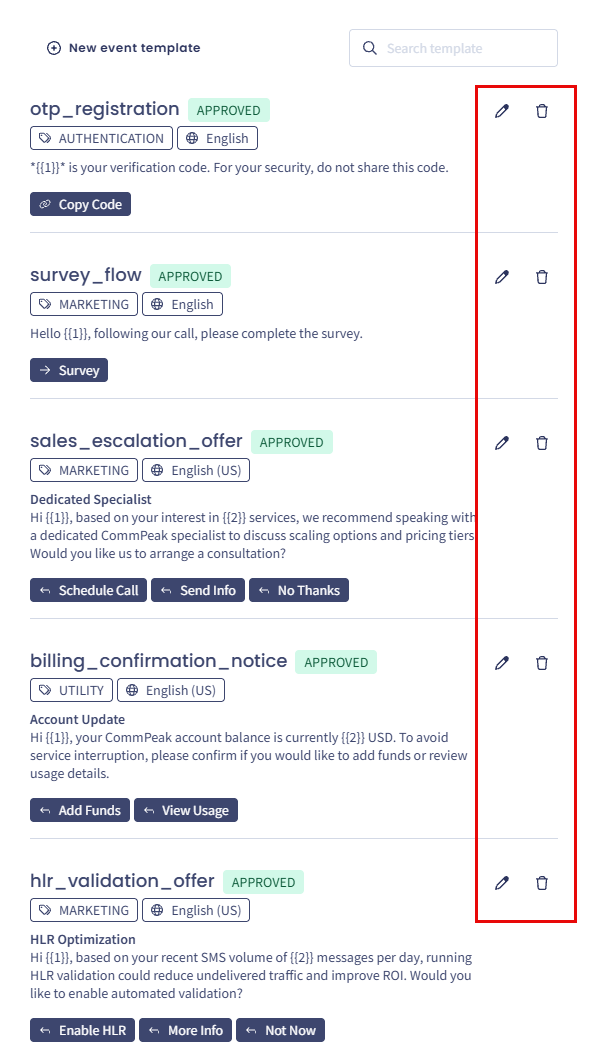 Screenshot with editing template