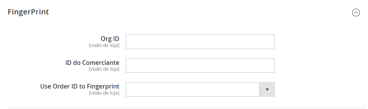 Tela de configuração para identificar o dispositivo do comprador