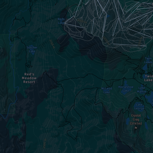Terrain rendered with the topo.night style
