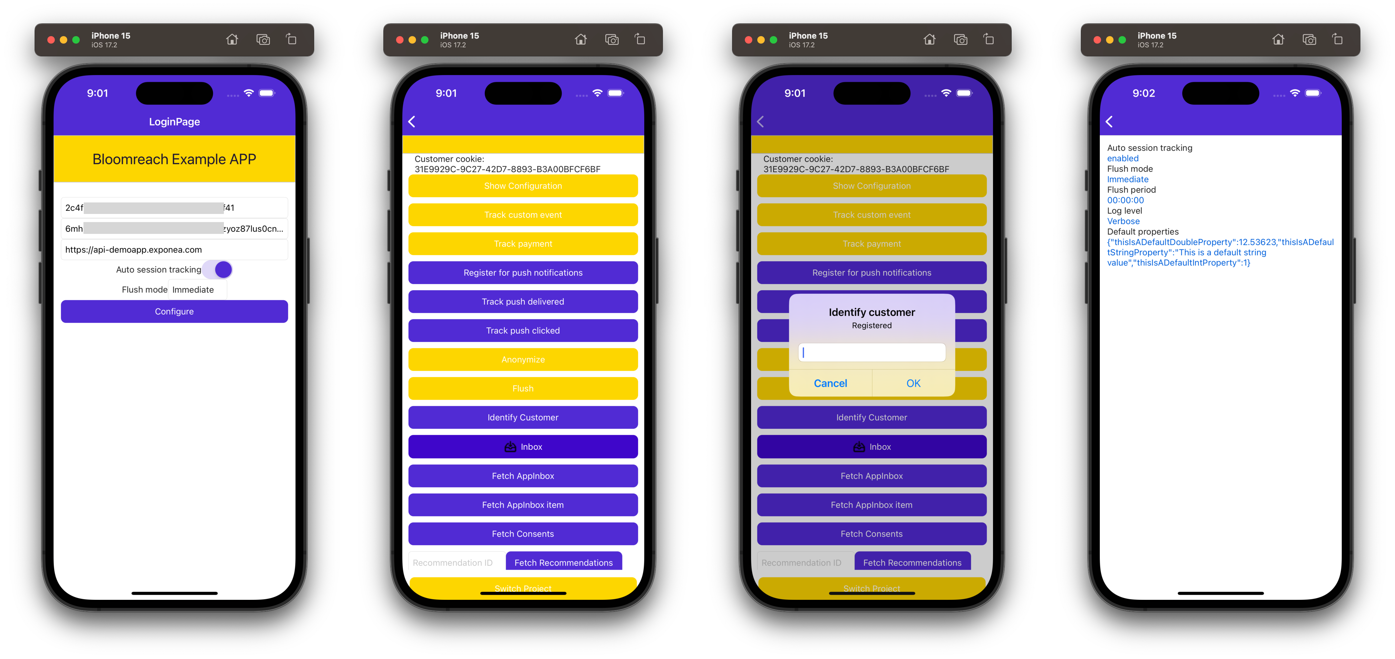 Example app screens (iOS)