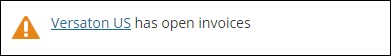 Viewing an Organization Administrator Open Invoice alert example