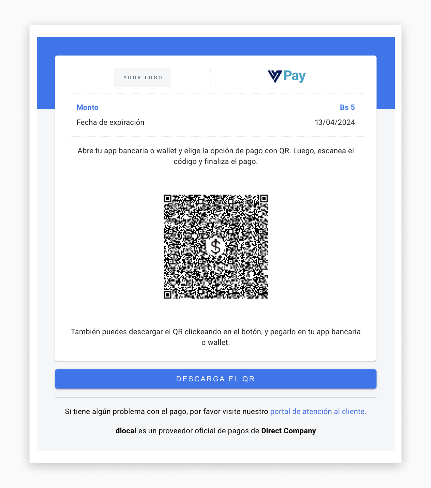 VPay QR UI built with the information in the example above.