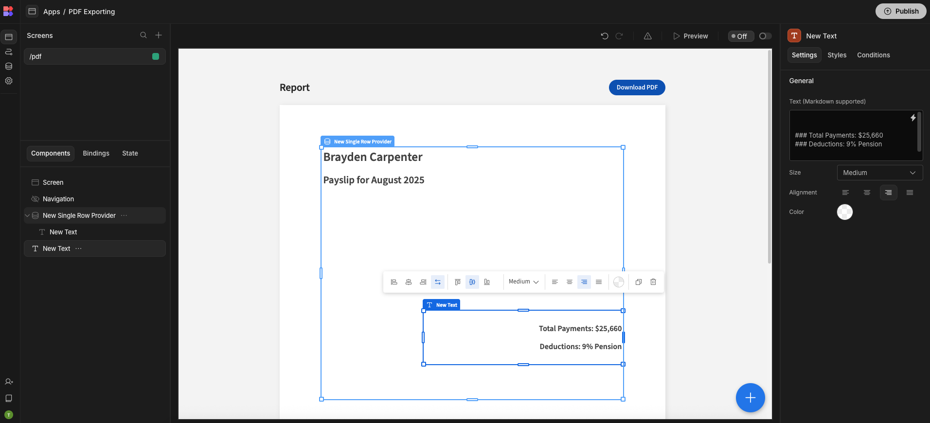 An image showcasing how you can create a custom layout within the PDF.