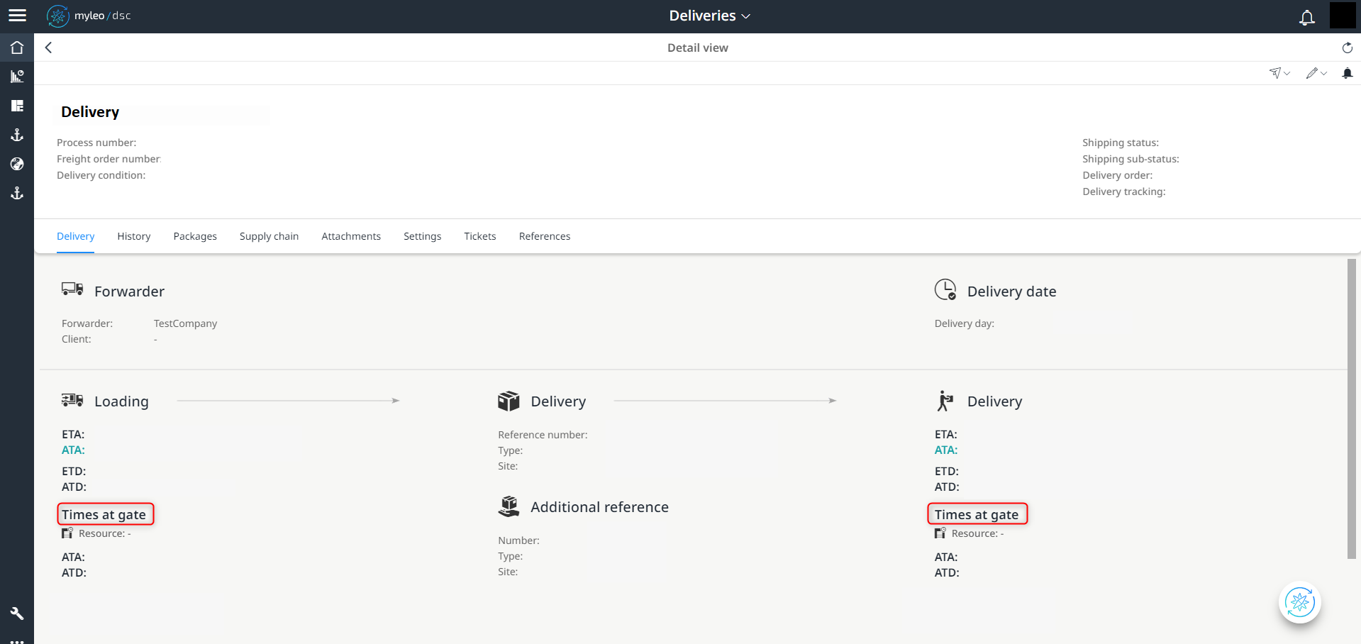 Displayed times inside the deliveries UI