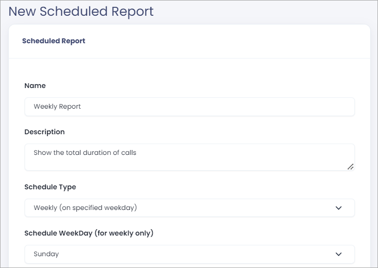 Screenshot of configuring a scheduled report