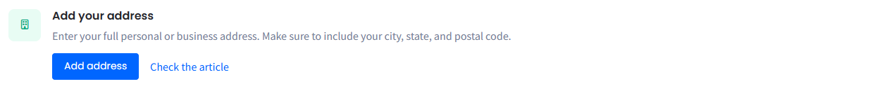 Screenshot of step 2, Adding address, completed