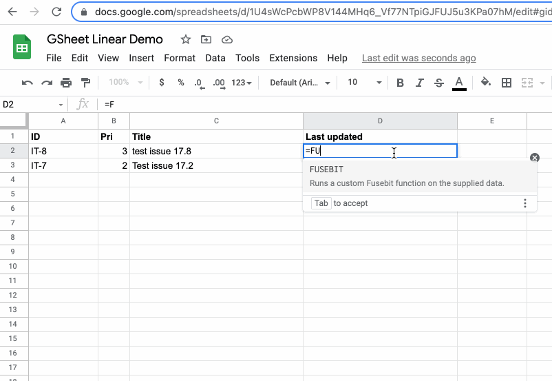 Updating Linear issues from Google Sheets