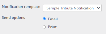Send options for tribute notifications