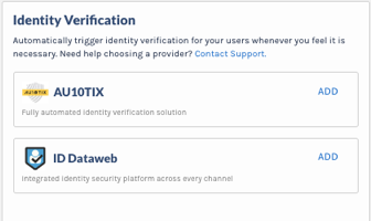 ID Dataweb Configuration on the Account Settings Page