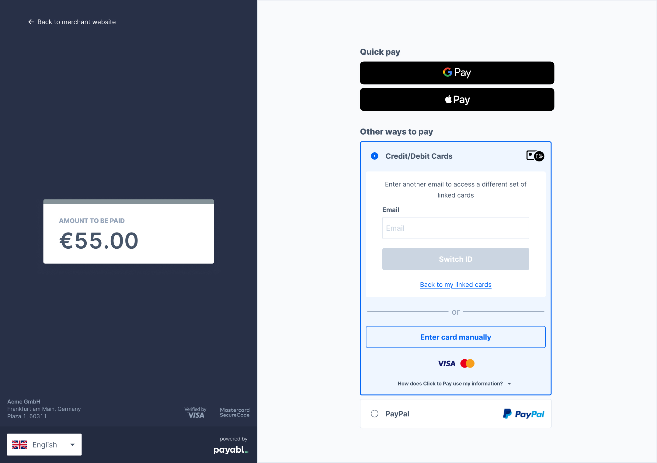 Switch ID - Authorization Page