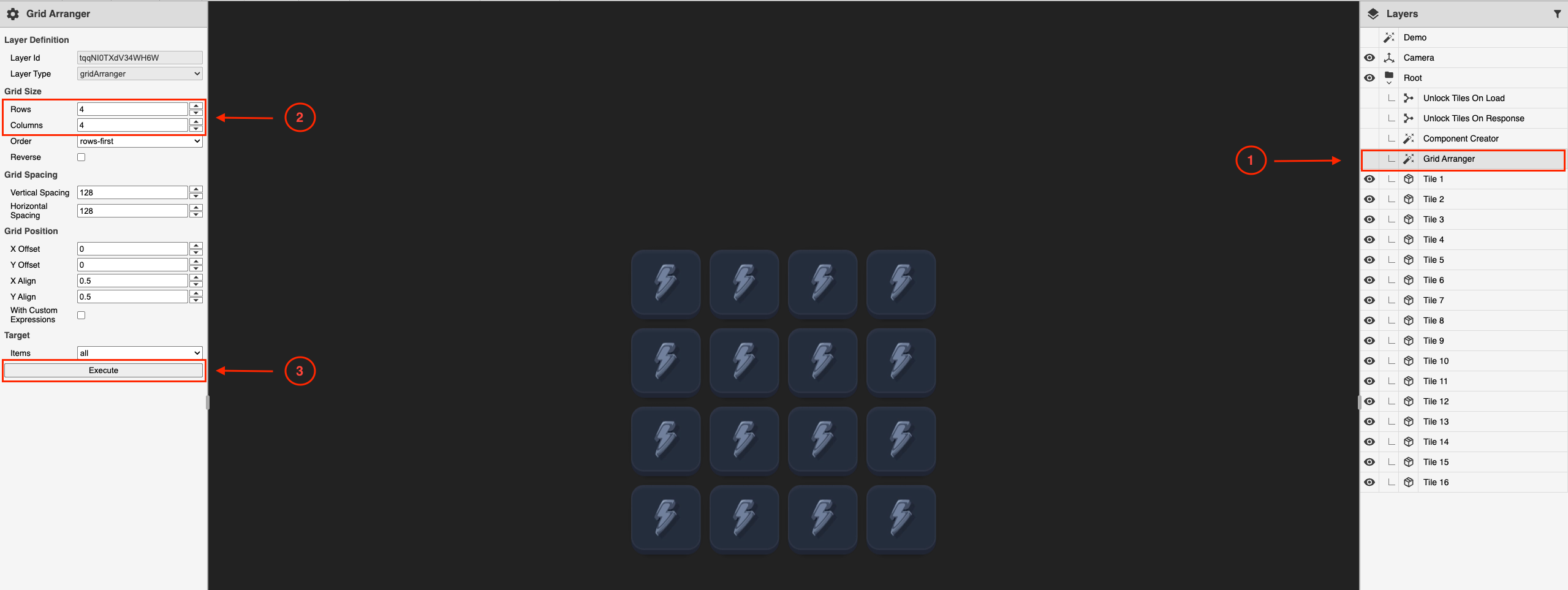 Rearrange the tile into a 4x4 grid