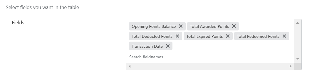 point balance custom report