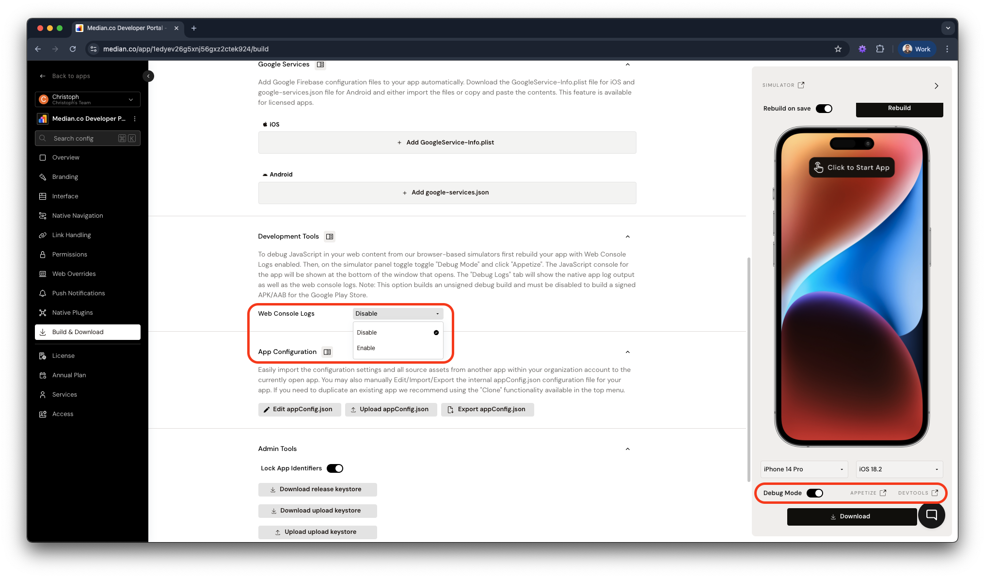 App Studio - Development Tools