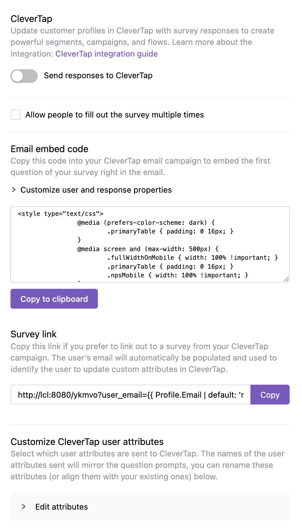 CleverTap integration toggle