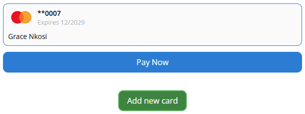 Paying with a stored card.
