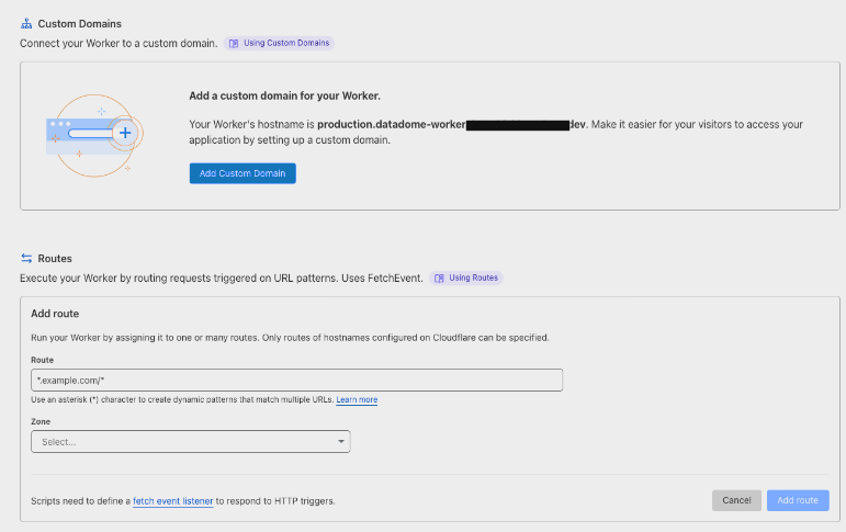 Configure domains and routes.