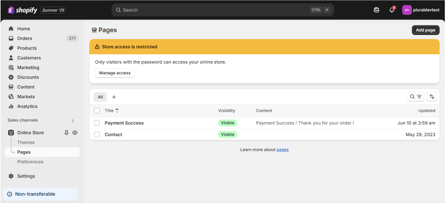 Add payment success page