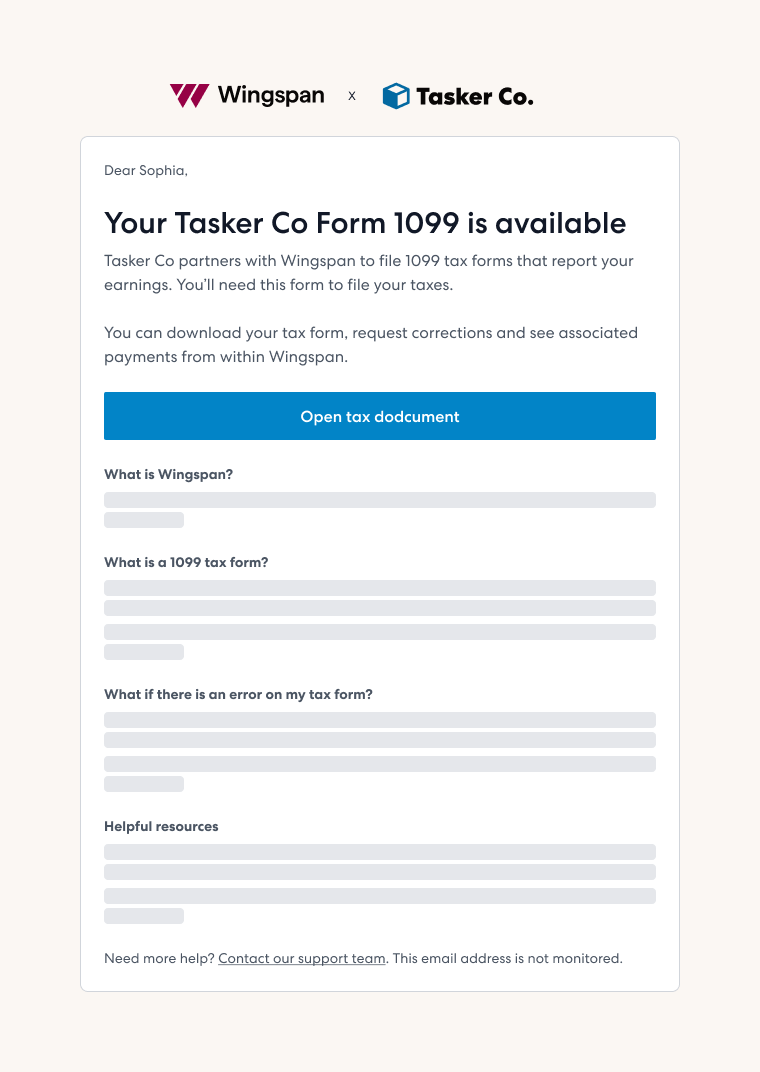 1099 delivery notification