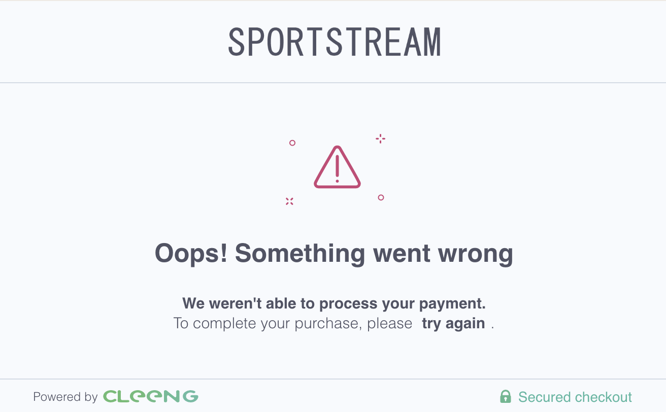 Payment with Sofort - Example of Error Message