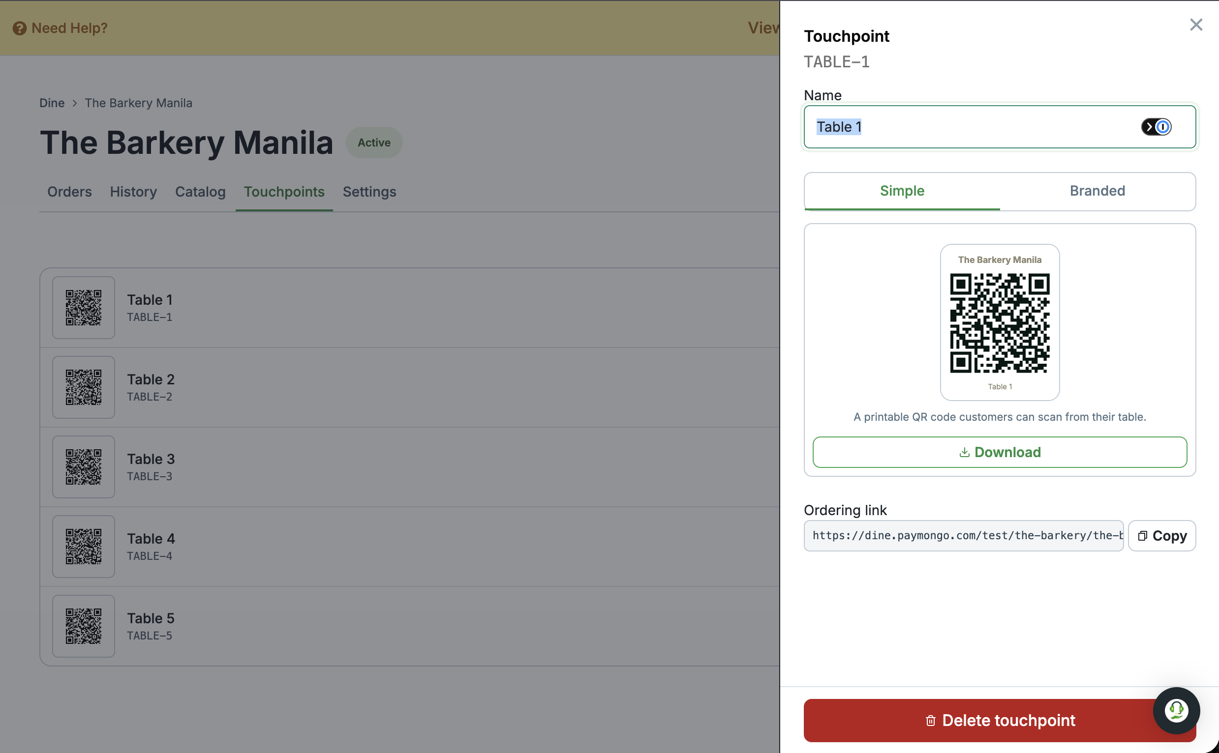 share each touchpoint qr code or url