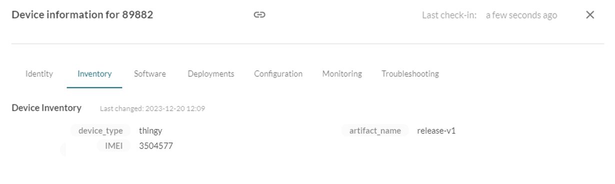Device listed in Mender dashboard after acceptance.