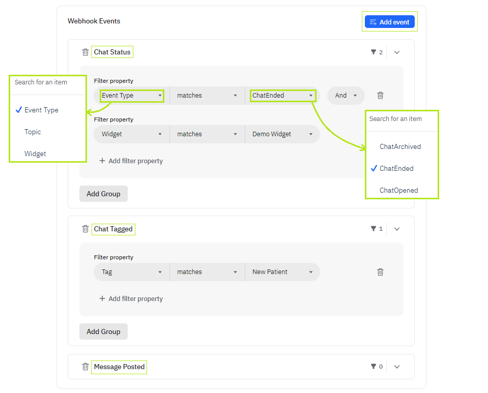 Webhook Event Filtering