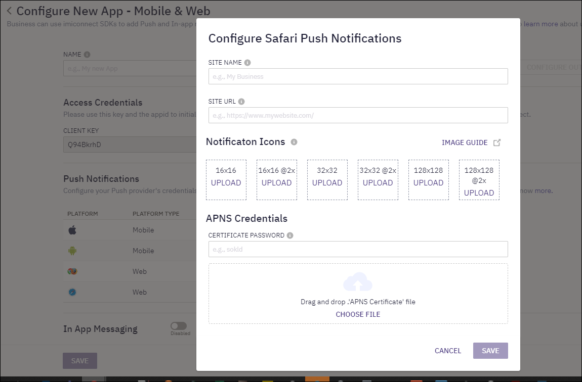Configure Safari Push Notification