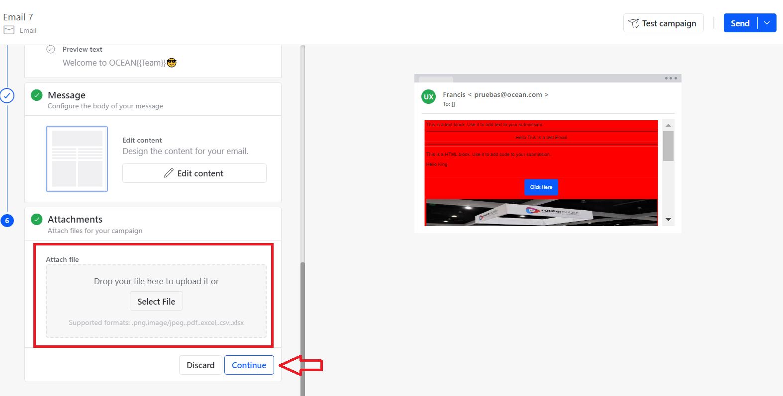 Email edit content and preview