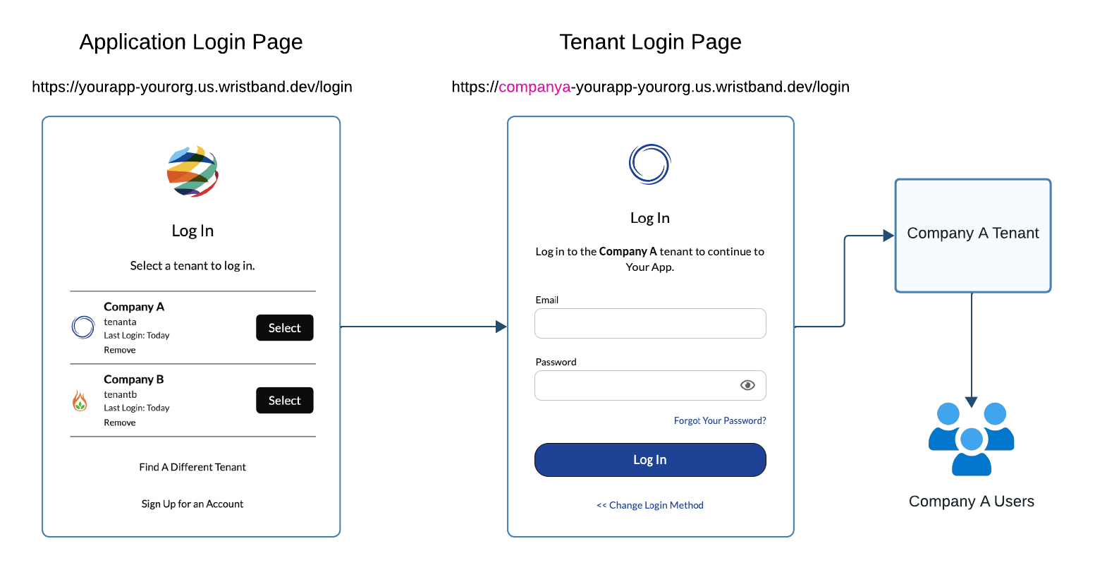 Figure 5. Illustration showing the application login page with 'Remember tenants' enabled.