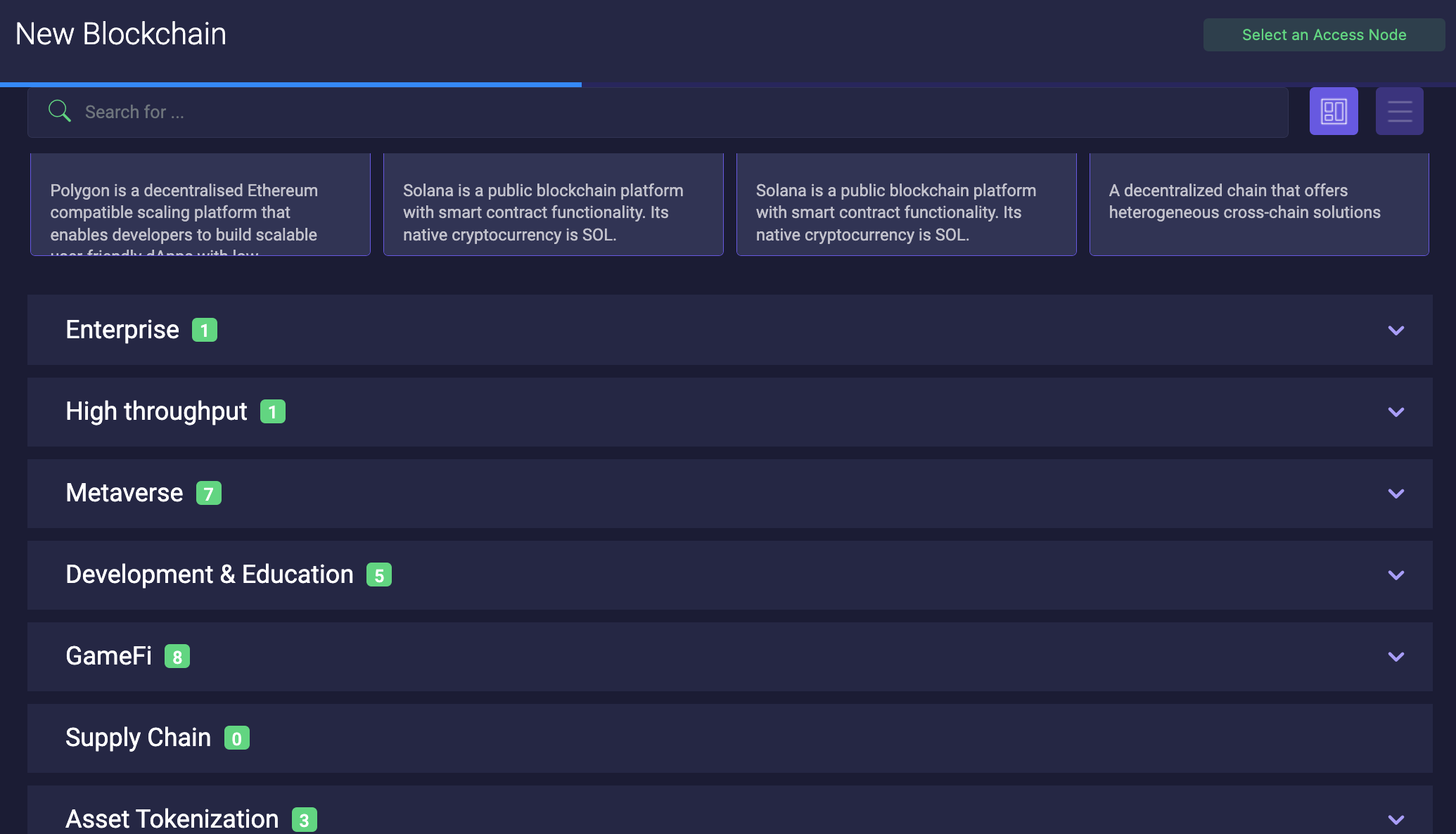 Select blockchain based on the use case