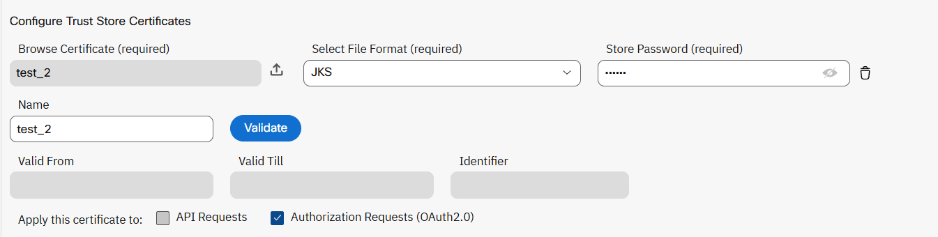 Screenshot of Security Configuration - Trust Store Certificates