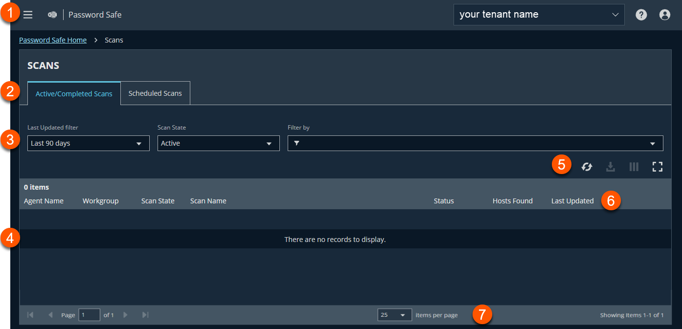 Password Safe for Pathfinder Discovery Scans page