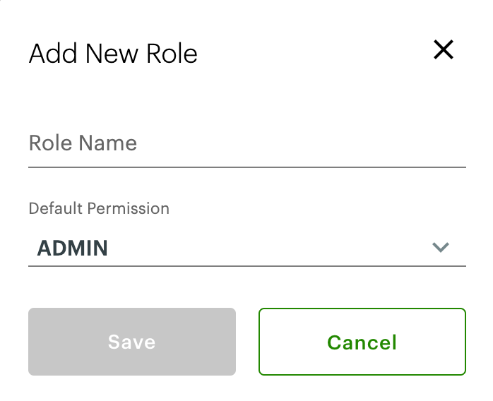 Add New Role pop-up