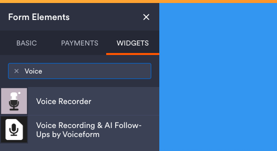 Voice Recording & AI Follow-Ups by Voiceform” widget
