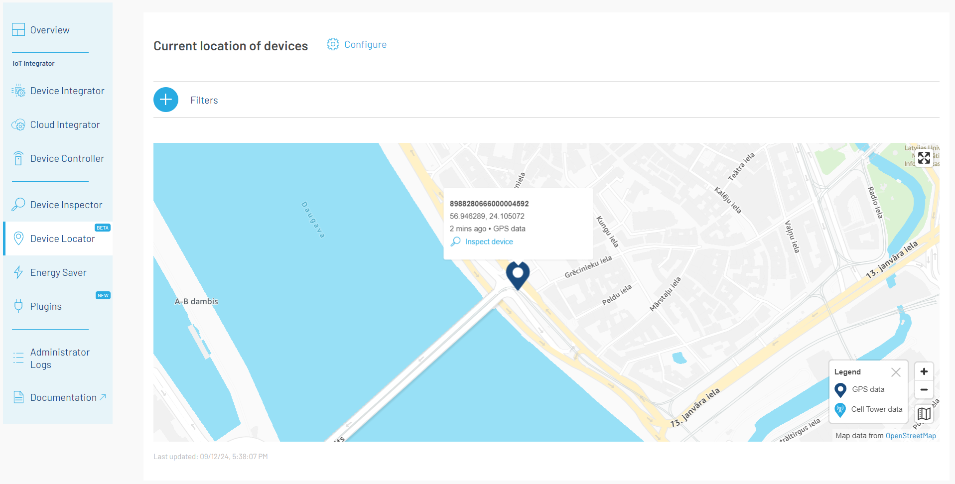 GPS Location in Device Locator from LwM2M data