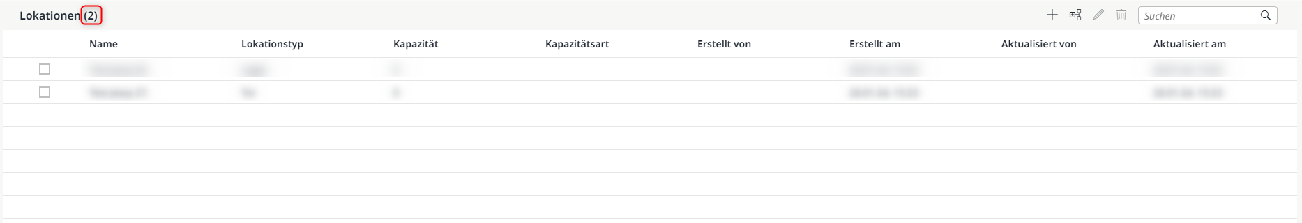 Anzahl der Einträge innerhalb der Worklist
