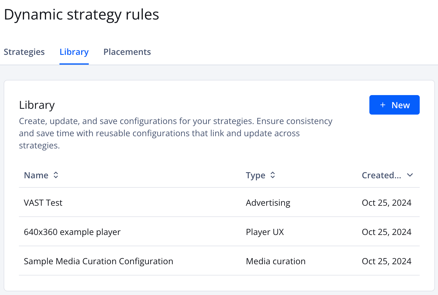 Dynamic strategy rules library