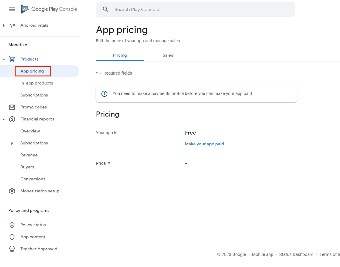 app pricing