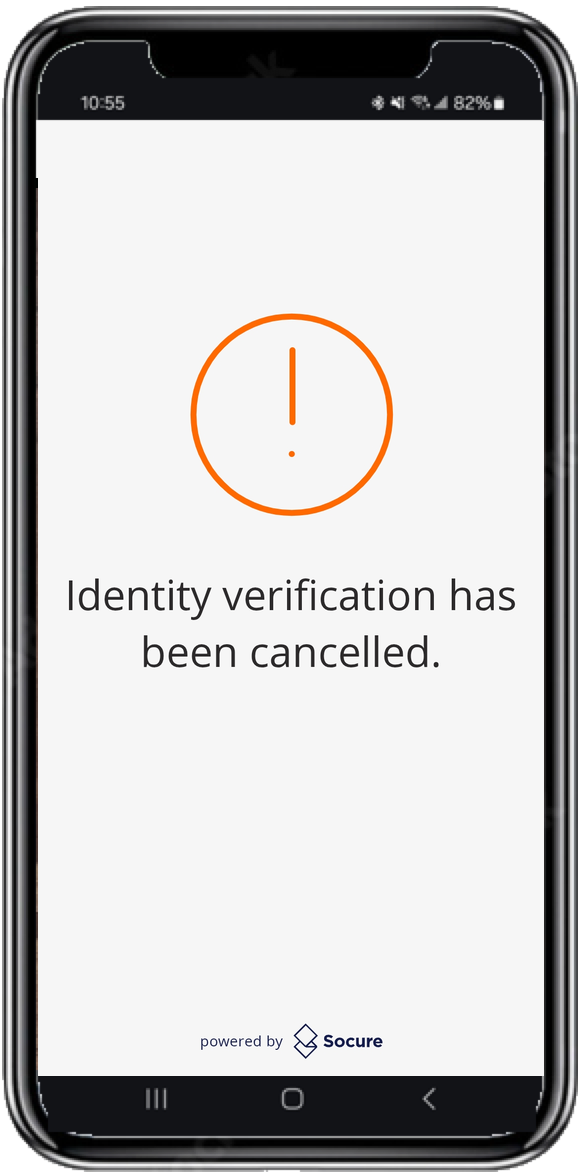 Capture App Consent Declined screen shown after the consumer declines the Terms and Consent notice