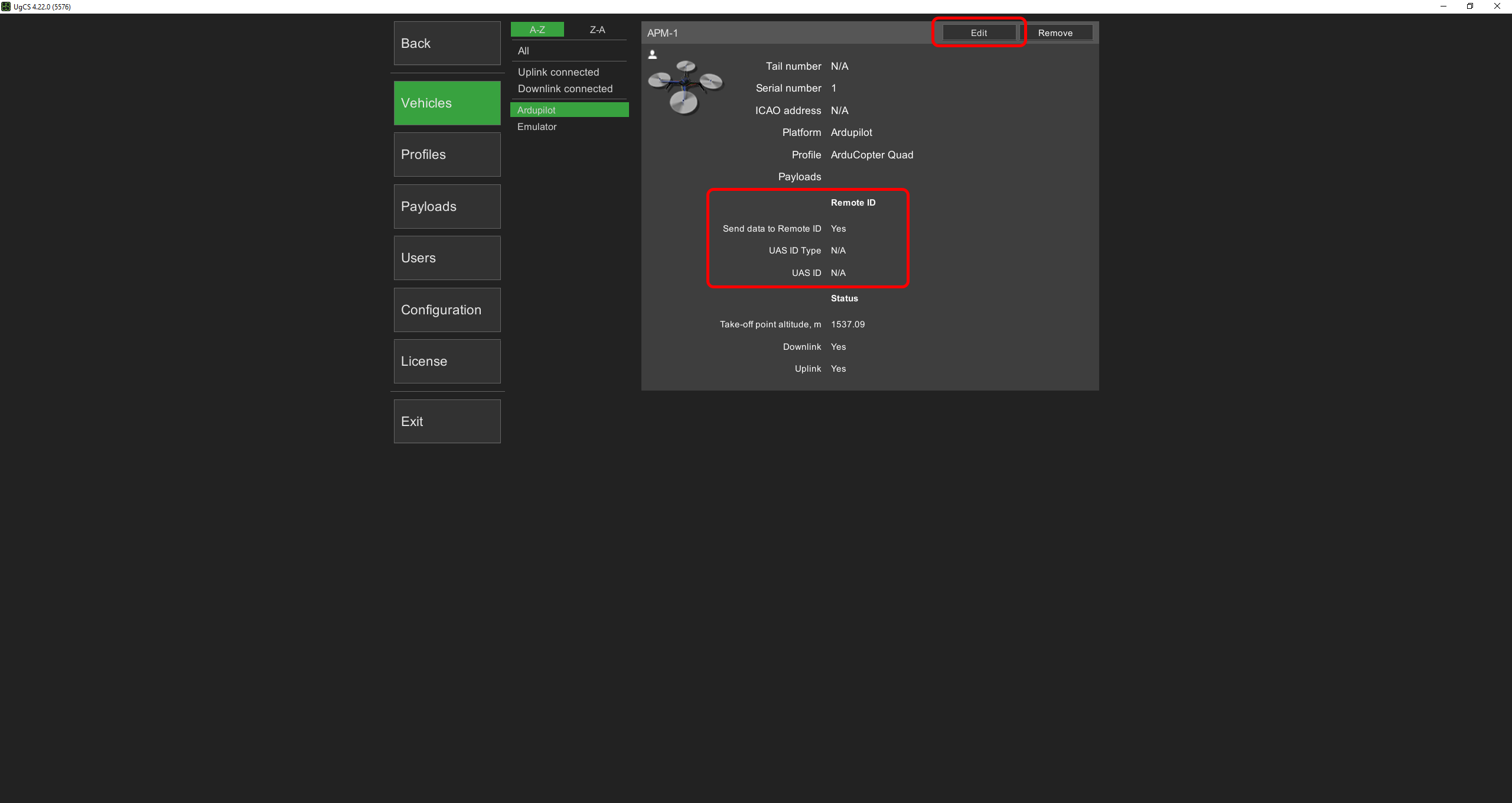 Remote ID configuration