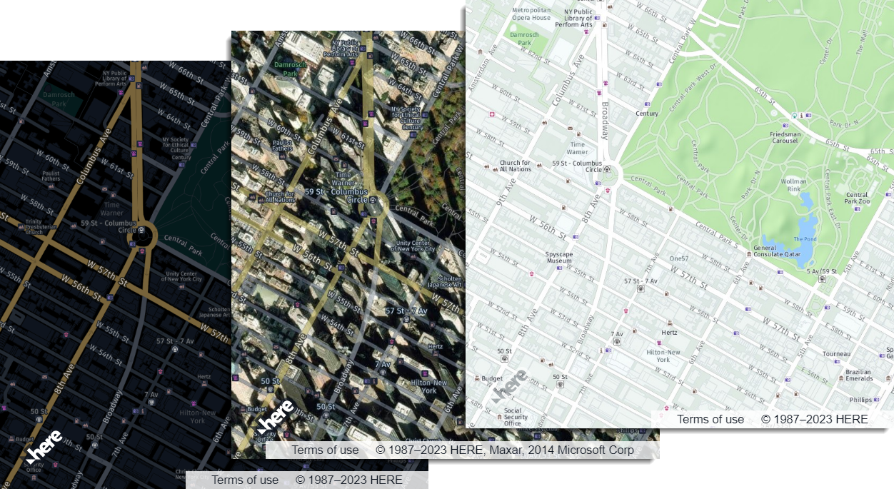 Raster tile examples as part of the default map layers