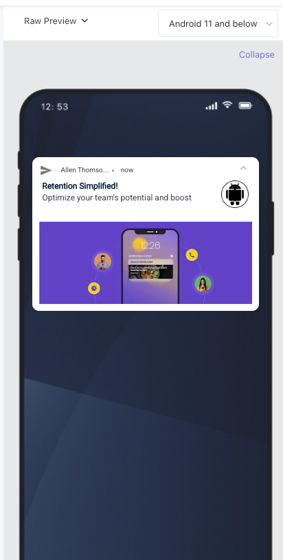Android 11 and below Notification
